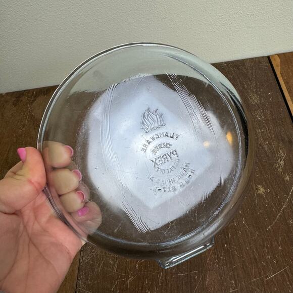 Vintage 1940s Pyrex Flameware H-QQ 817-B Blue Tint Pan Skillet Bowl USA - Picture 8 of 8